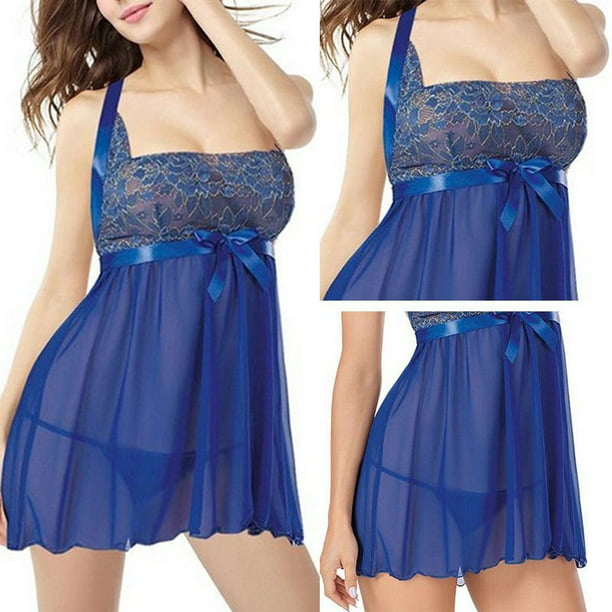 Plus Size Underwear Lace Sleepwear Lingerie Set Women Bridal Babydoll Dress 4XL 